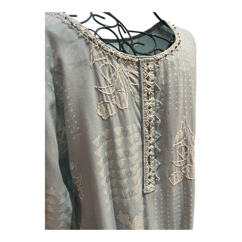 Unbranded Coverup Dress Blue Lovely Embroidered Beaded Detail L Fits Like Small